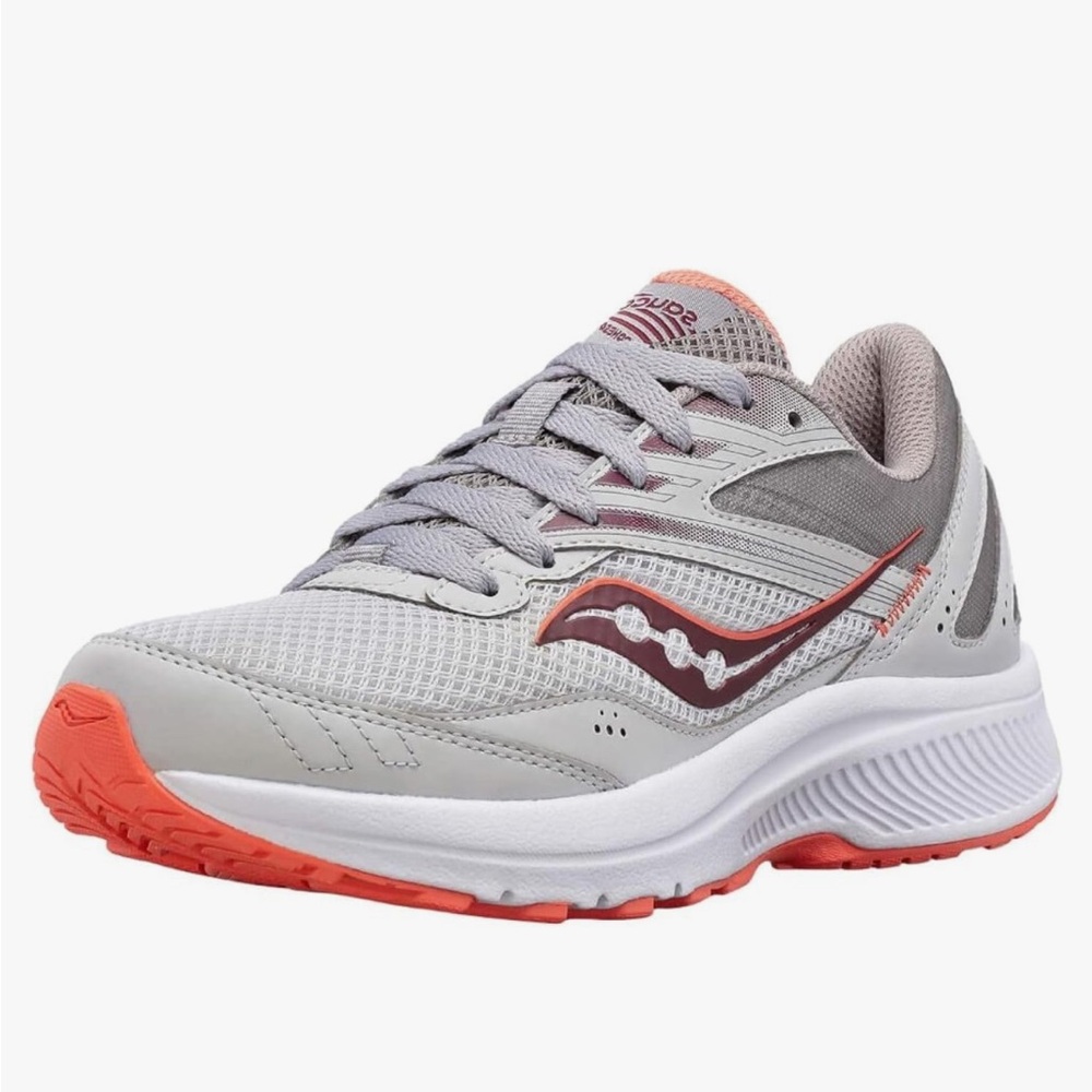 Saucony Women's Cohesion 15 Running Shoe 👟 🏃‍♀️ FOG/CORAL GRIS CLAIR 🏃‍♀️